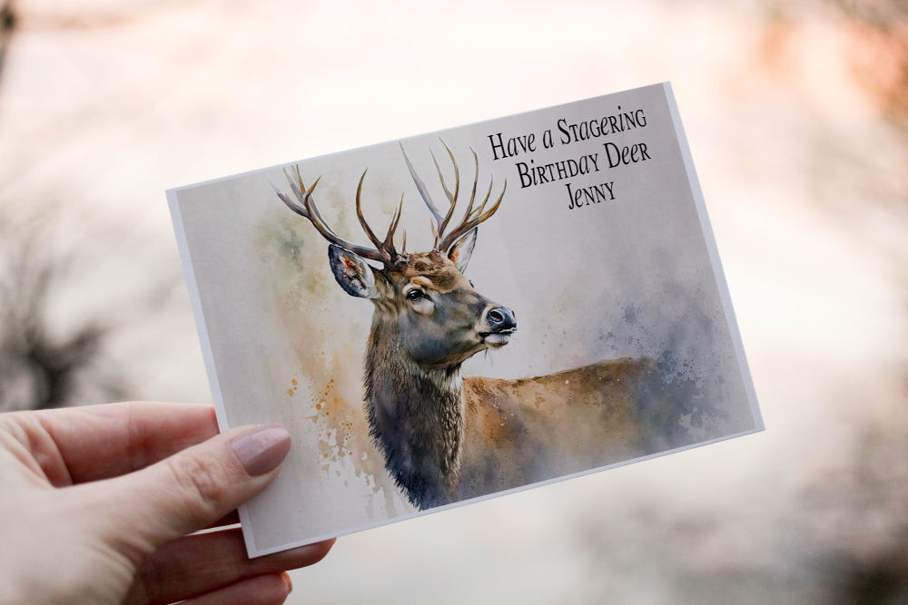 Stag Birthday Card, Stag Birthday Card, Personalized Stag Card - Click Image to Close